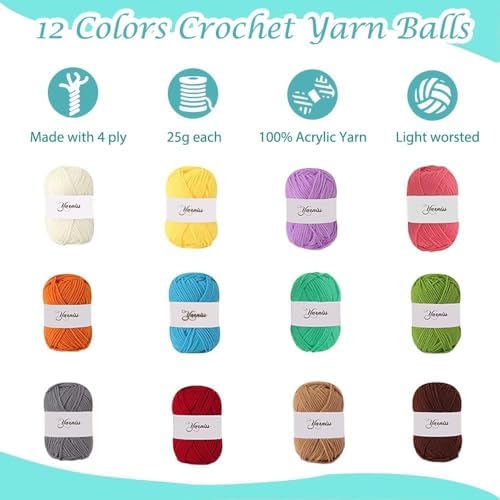 Yarniss Crochet Kit for Beginner,Complete Crochet Kit for Adult,Bright Blue - Image 4