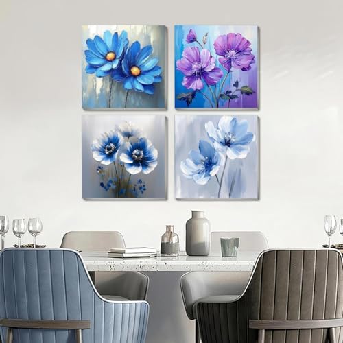 Fotasmua 4 Pack Paint by Numbers Kit for Adults Kids, Easy Framed Adults Paint by Numbers Kits, DIY Simple Flowers Acrylic Oil Painting Number Kits for Home Wall Decor (8 x 8 Inch) - Image 3