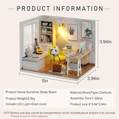 CUTEROOM DIY Doll Room Miniature Furniture Wooden House Kit-Study Room - Image 2