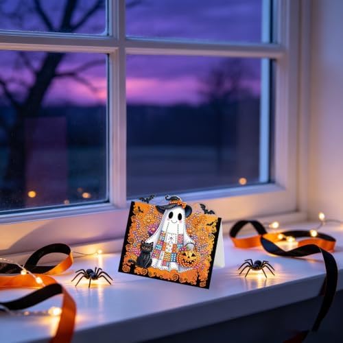 6PCS Halloween Easel Diamond Art Greeting Cards Kit - Image 5