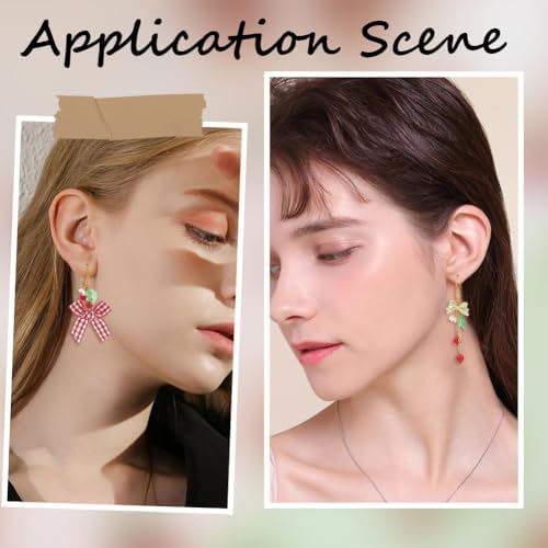 SUNNYCLUE 1 Box DIY 10 Pairs Earring Making Kits Cherry Charms Cute Earrings Sets Cherries Charm Polyester Ribbon Bowknot Acrylic Spacer Beads for Jewelry Making Kits Women Adults Crafts Supplies - Image 5