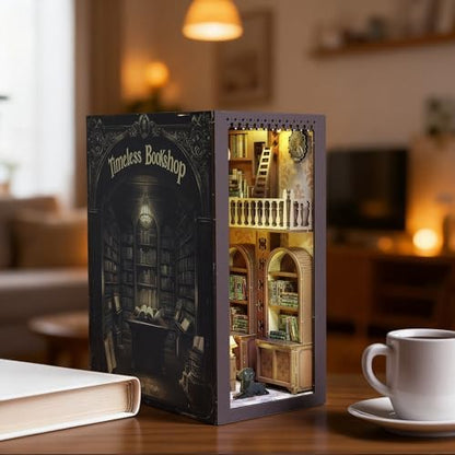 Timeless Bookshop Book Nook Kit with Silicon Liquid Glue - DIY Miniature House Kit for Adults, Teens and Beginners, Dollhouse Booknook Library Tiny House Bookshelf Decor 3D Wooden Puzzle - Image 7
