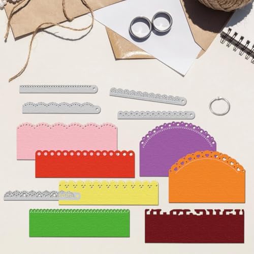 Artistic Lace Cutting Die 6 Styles Lace Trim Die Cuts Stencils with 15 Scrapbook Paper Pads & Tweezers, All-in-One Craft Kit for DIY Scrapbooking Birthday Greeting Card Album Photo Decor - Image 4