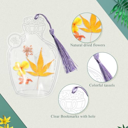 Taobary 91 Pcs DIY Dried Flowers Bookmarks Transparent, Warm Color - Image 4