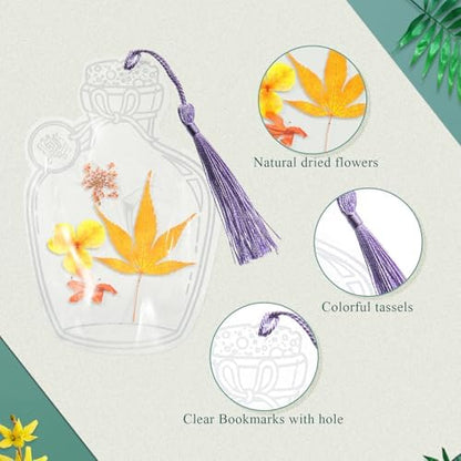 Taobary 91 Pcs DIY Dried Flowers Bookmarks Transparent, Warm Color - Image 4