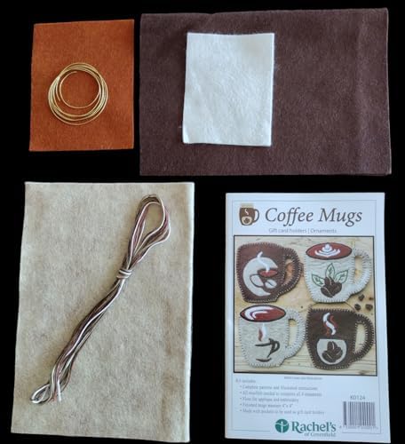 Coffee Mugs Ornament Kit, Quilting Kit for Adults, Cute Coffee-Lover Gift, DIY Ornament Kits, Small Ornament Kit, Giftcard Holder, Wool Felt Kit for Beginners, Includes Materials and Instructions - Image 4