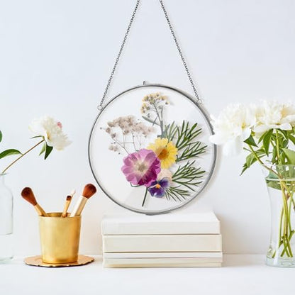 8 Inch 4 Pcs Pressed Flower Frames Double Glass Frame Wall Decor, Black - Image 5