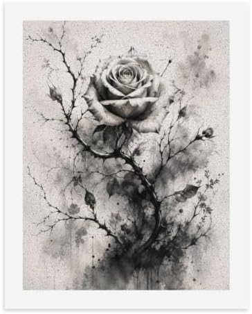 Bozfoxa Paint by Numbers Kit for Adults Beginner Gray Thorn Rose by Unknown