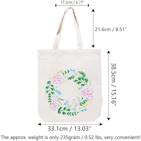 CREAWONDER Canvas Tote Bag Embroidery Kit with Pattern for Beginners, Arts and DIY Embroidery Crafts Kits for Adults, Include Instructions, Thimble, Embroidery Hoops, Color Threads and Tool - Image 6