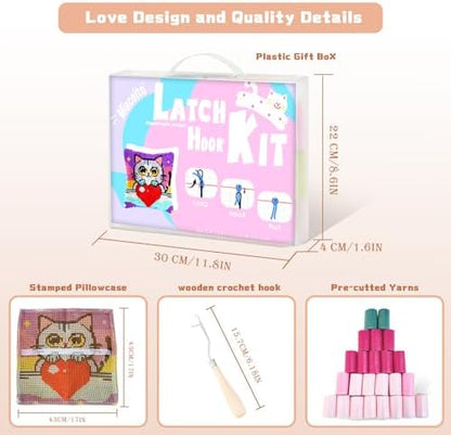 Miaceito PrePrinted Colorful Cat Latch Hook Pillow Kit for Adults Beginners - Image 3