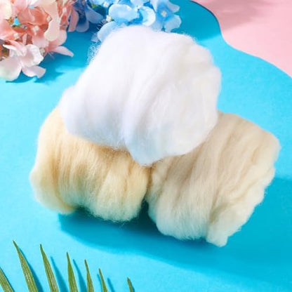 60G Needle Felting Wool White Wool Roving for Needle Felting Multicolor Yellow Soft Spinning Wool Bulk for Felting DIY Crafts Hand Spinning Supplies - Image 5