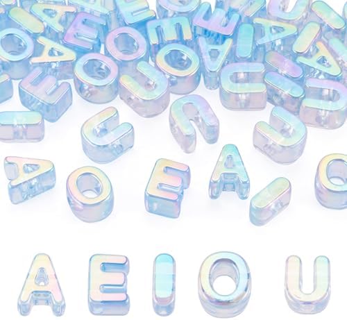 FASHEWELRY 50Pcs Vowel Large Letter Beads, 20mm Big Acrylic Alphabet Beads, Large Hole Vowel Bead Spacer for Bracelets Necklaces Bag Charms Shoelaces Keychains Lanyards (Navy Blue) by FASHEWELRY