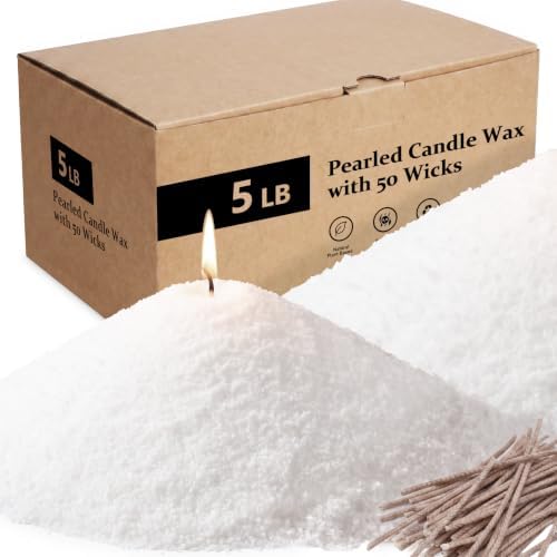 BISWYLBLJ 5 lbs White Natural Pearled Candle Sand Kit with 50 Wicks by BISWYLBLJ