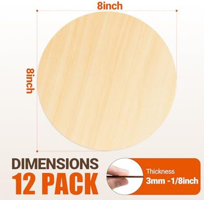 Rowood 12 Pack Round Basswood Sheets,8x8x1/8inch,3mm Basswood for Laser Cutting,Adult Craft Kits,Thin Plywood Board Unfinished Wood,DIY Ornaments and Architectural Model - Image 3
