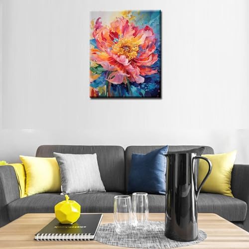Peony Paint by Numbers Kit for Adults & Kids, Oil Painting DIY Craft, Blooming Flower Wall Art, Abstract Graffiti, Home Decor Gift - Image 2