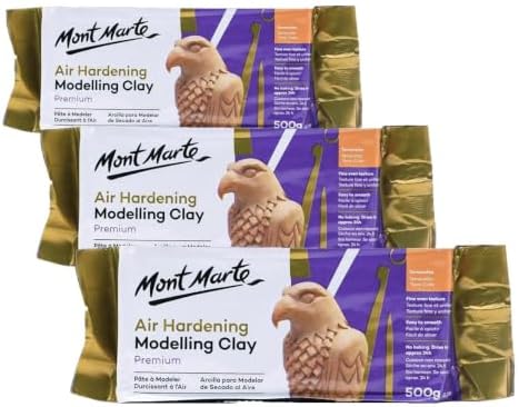 Mont Marte Premium Air Hardening Clay, Terracotta, 500g (1.1lb), No Baking Required (Pack of 3) by MontMarte