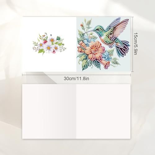 JISHSHAY 6 PCS Hummingbird Diamond Painting Greeting Cards Bird Diamond Art Birthday Cards with Envelopes Gem Art Gem Painting Mosaic Kits for Adults for Thanksgiving Birthday Anniversary Valentine - Image 2