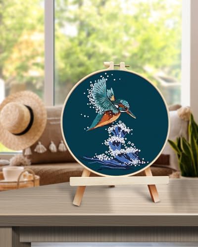 TINDTOP Embroidery Kit for Beginners Adult, Kingfisher Embroidery Kit for Beginners Include Embroidery Cloth Hoops Threads for Craft Lover Hand Stitch with Embroidery Skill Techniques - Image 5