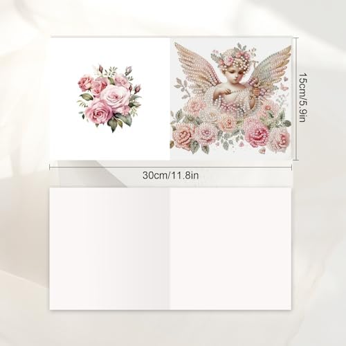 JISHSHAY 6 PCS Angel Diamond Painting Greeting Cards Angel Diamond Art Birthday Cards with Envelopes Gem Art Gem Painting Mosaic Kits for Adults for Thanksgiving Anniversary Valentine Birthday - Image 2