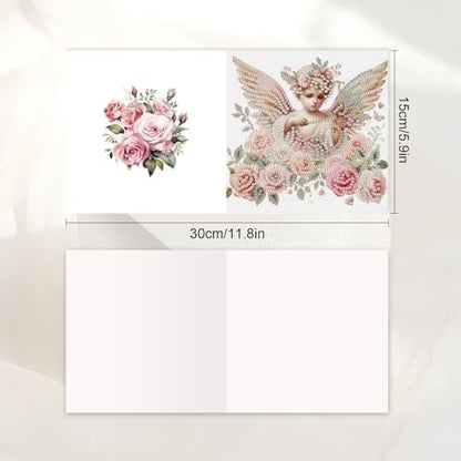 JISHSHAY 6 PCS Angel Diamond Painting Greeting Cards Angel Diamond Art Birthday Cards with Envelopes Gem Art Gem Painting Mosaic Kits for Adults for Thanksgiving Anniversary Valentine Birthday - Image 2