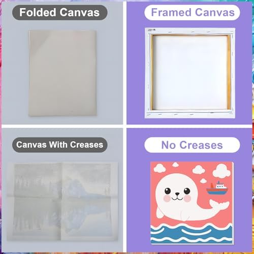MVVMTOP 4 Pack Paint by Numbers Kit for Adults Beginner with Wooden Frame, Easy DIY Marine Animals Acrylic on Canvas Paint Painting Kits, for Home Wall Decoration Arts Crafts 7.8x7.8inch - Image 4