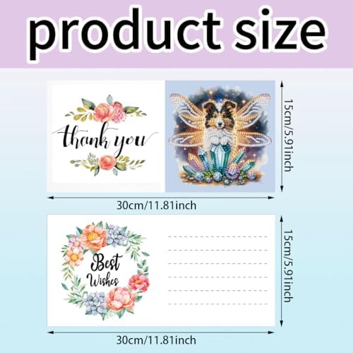 MaiYiYi 6 Pack DIY Winged Dog Diamond Painting Greeting Cards Kit - Image 2