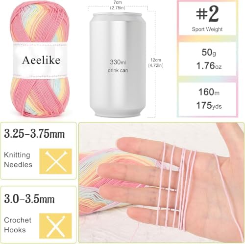 Aeelike Crochet Kit for Adults,Women Crochet Coverup,Ombre Pink Cotton Yarn - Image 5