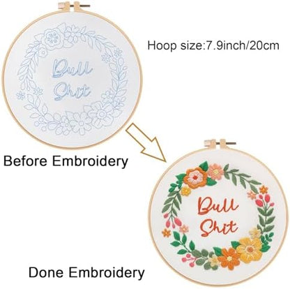 Louise Maelys Funny Flower Wreath Embroidery Kit for Beginners, DIY Craft - Image 3