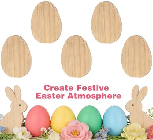 Easter Egg Painting Kit, DIY Craft Kit with 9 Blank Wooden Eggs, Unfinished Standing Wood Ornaments to Paint for Adults Family, Spring Home Decor Table Centerpiece Easter Party Supplies - Image 7