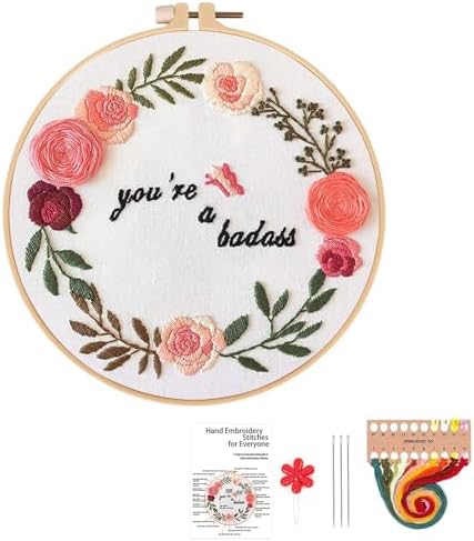 Topapfo Funny Embroidery Kit for Beginners Adults, Stamped Embroidery Pattern Cross Stitch Kits Needlepoint with Hoop Threads Needles Tools by Unknown