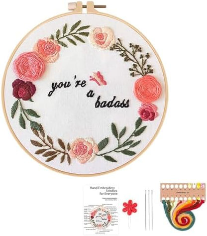 Topapfo Funny Embroidery Kit for Beginners Adults, Stamped Embroidery Pattern Cross Stitch Kits Needlepoint with Hoop Threads Needles Tools by Unknown