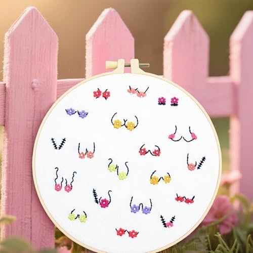 Crafmanoe Flowers Embroidery Kits for Beginners Adults, Hand Embroidery Starters Kits, Stamped Cross Stitch Kits DIY Needlepoint Kits for Beginners Adults, Embroidery Hoop, Thread and Video Tutorial - Image 3