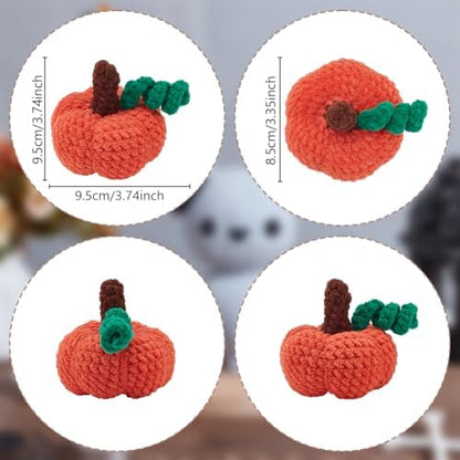 ORIGACH 2 Set Halloween Plush Pumpkin Crochet Kit for Beginners,Complete Crochet Starter Kit with Video Guide, Yarn & Tools, CrochetingGifts for Halloween Decor - Image 3