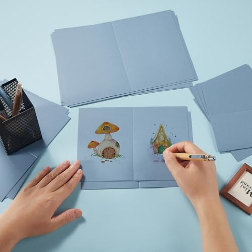 50 Pack Blank Folded Cardstock Cards, Dusty Blue, 5x7 - Image 5