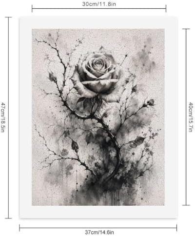Bozfoxa Paint by Numbers Kit for Adults Beginner Gray Thorn Rose - Image 2