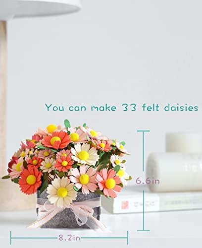 BAZIMA DIY Felt Flower Art Craft Kit, DIY Daisy Bouquet Kit, Floral Gifts, Beginner Craft Kit, Arrange Pre-Cut Flowers and Foliage - Image 3