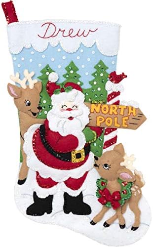 Bucilla 89228E Felt Applique Christmas Stocking Kit, 18", North Pole Santa - Image 2