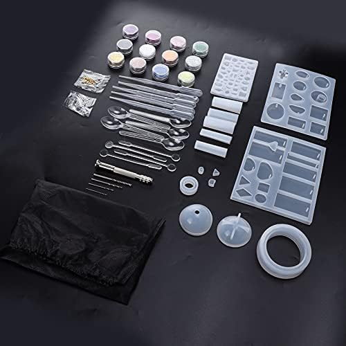 94Pcs Silicone Jewelry, Reusable Resin Casting for DIY Pendant Earrings Necklace Craft Kit with Glitter Sequins and Tools for Jewelry Making - Image 4