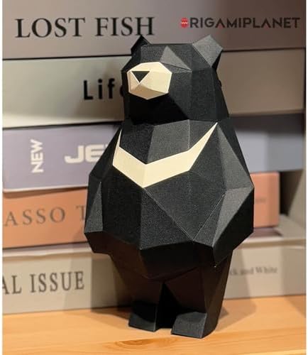Black Bear 3D Origami Paper Craft Kit, Creative Handmade Paper Sculpture Art for Home Decor, Unique Pre-Cut DIY Cute Animal Models Origmai Papercraft Set, Present for Teens & Adults - Image 4