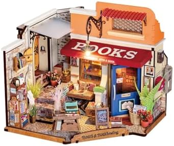 Rowood Miniature House Kit,Mother's Day Mini House Building Kit with LED,DIY Dollhouse Craft Kits for Adults,Birthday for Women Ages 14+(Corner Bookstore) by RowoodAssembleArtDecorateLife
