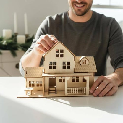 Decor Wooden Puzzle Model Kit Miniature Villa DIY Assembly Craft Kit Handmade Art Project Suitable for Teens Adults Desktop Ornament Holiday Home Decoration - Image 6