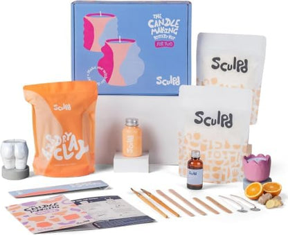 Sculpd Candle Making Kit, Air Dry Clay, 2 Candles, Orange-Ginger Fragrance by Sculpd
