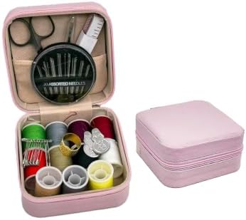 Portable Sewing Kit for Adults, Travel Sewing Supplies with Needles, Thread, Scissors, Zipper Repair Kit, Mini Emergency Sewing Set for Home, Office, Beginner & on-the-Go Repairs (Pink) by Unknown