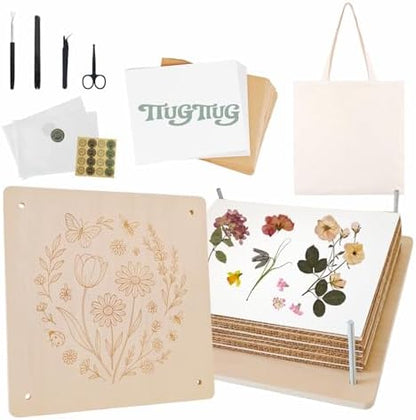 TTUGTTUG Wooden Flower Press Kit, 10" x 10" Large Pressed Flowers for Adult by Unknown