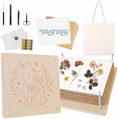 TTUGTTUG Wooden Flower Press Kit, 10" x 10" Large Pressed Flowers for Adult by Unknown