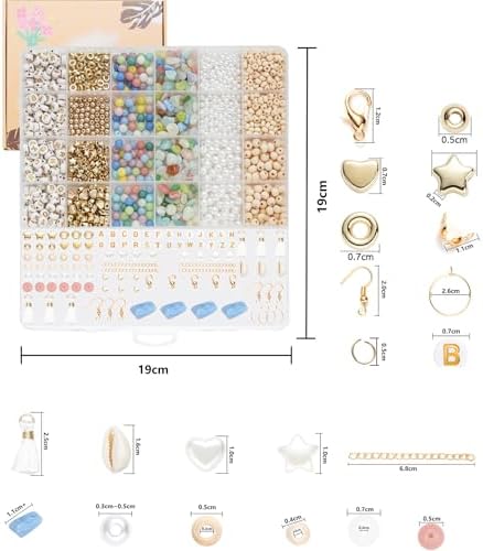 Xylise DIY Jewelry Making Kit, 1000+ Beads with Letters, Turquoise and Pearl Beads, Gold Charms, Bracelet Supplies (Colorful) - Image 3