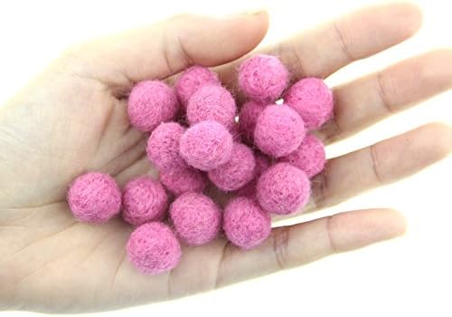 Needle Felt Balls Pure Wool Beads Dry Felted Balls 15mm Handmade DIY Crafts 20pcs (Hot Pink) - Image 2
