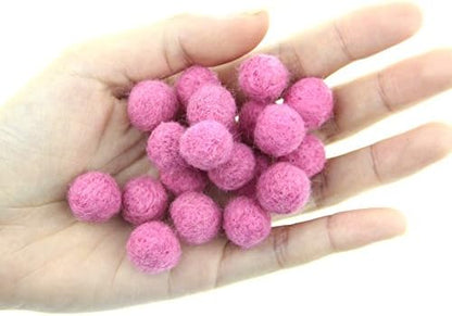 Needle Felt Balls Pure Wool Beads Dry Felted Balls 15mm Handmade DIY Crafts 20pcs (Hot Pink) - Image 2