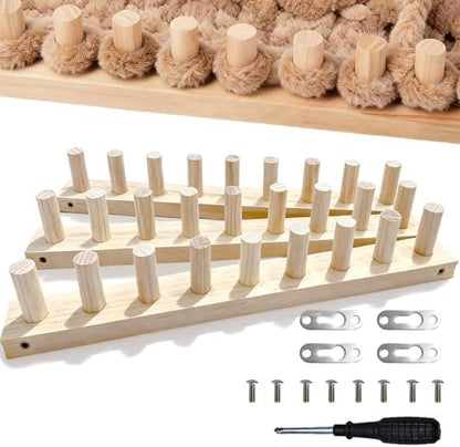 LARIAU Chunky Knitting Blankets Loom, Thick Yarn Knitting Loom for Beginners, 18.4" to 55" Long Wooden Adjustable & Foldable & Portable Design DIY Machine, Birthday Gifts Knitting Lover Gift by LARIAU