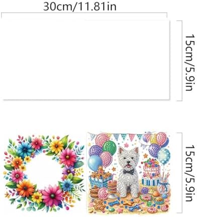6 Pcs Diamond Painting Greeting Cards Kit Birthday Cake Dog Balloon with Envelopes, 5D DIY Special Shaped Rhinestone Art Card Making Kits for Adults, Holiday Blessing Postcards, Creative Craft Gifts - Image 3